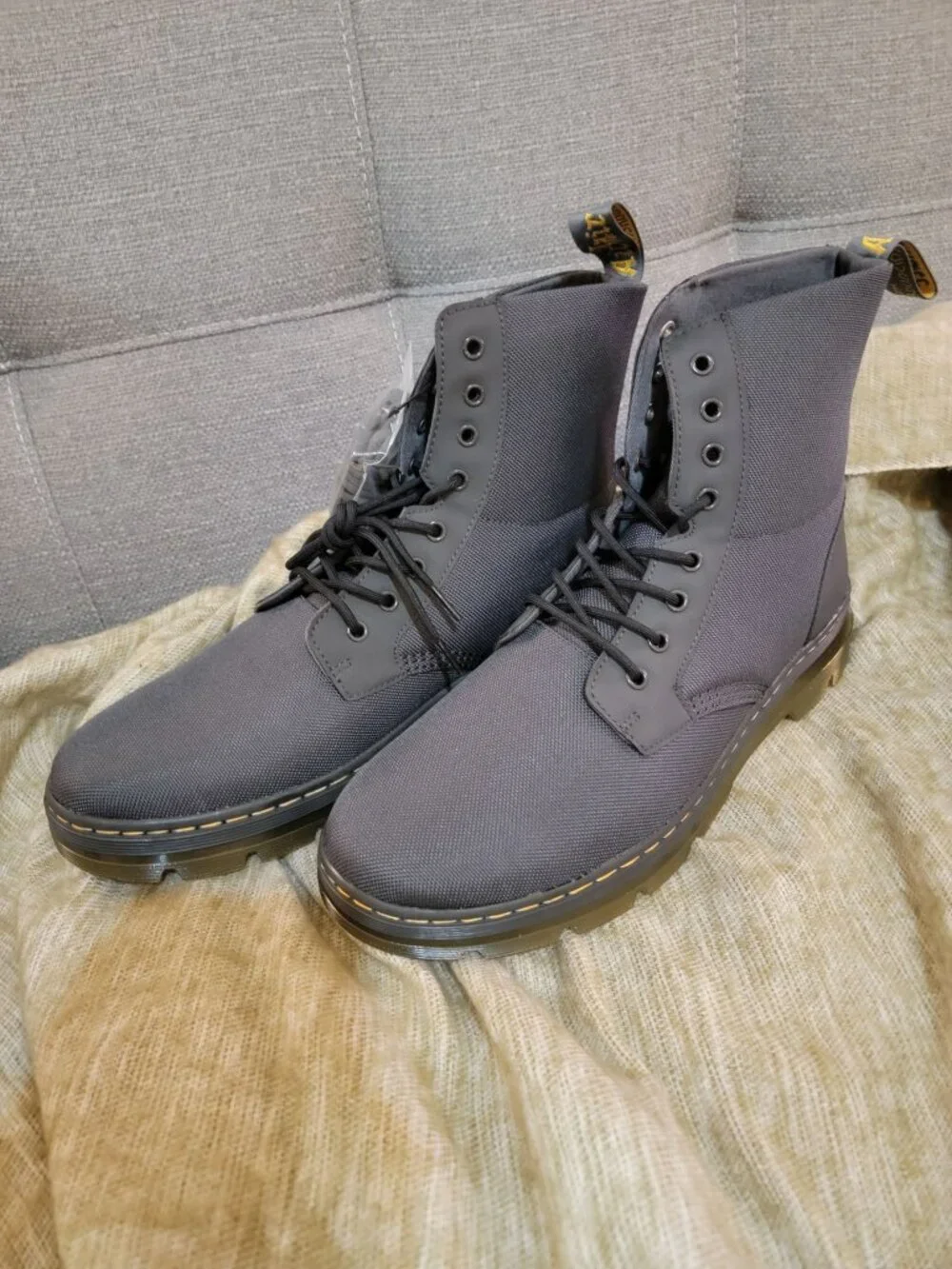 Dr. Martens Men's Combs 8-Eye Boots Charcoal Nylon Sz US 13 Doc Martens AirWair